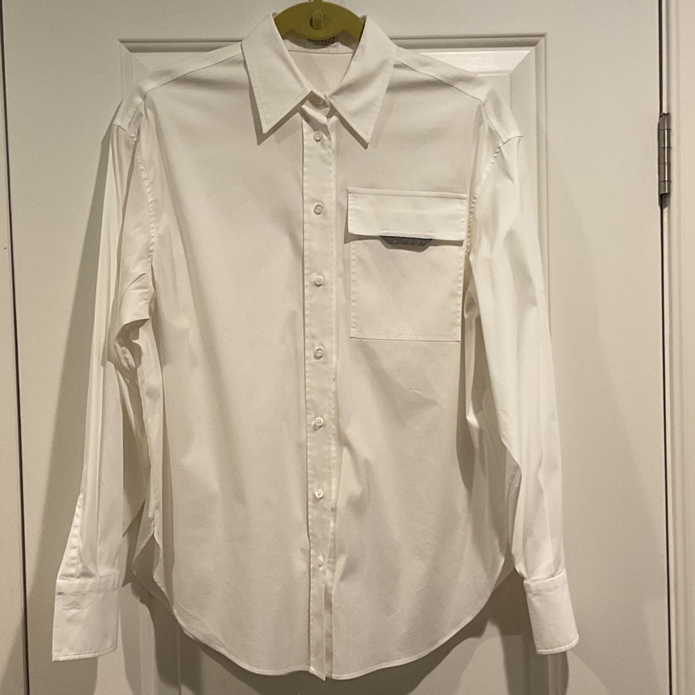 Brunello Cucinelli White Button-Front Shirt, made in Italy